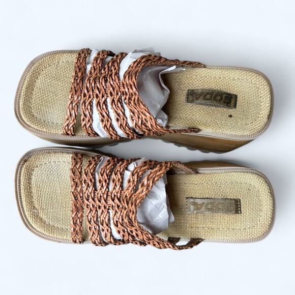 Vintage 90s Y2K SODA Braided Chunky Platform Wedge Sandals Womens Size 9 10 Boho - Picture 13 of 14